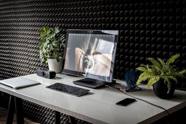 a computer on a desk