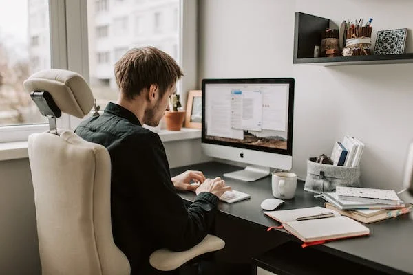 a man working on a computer